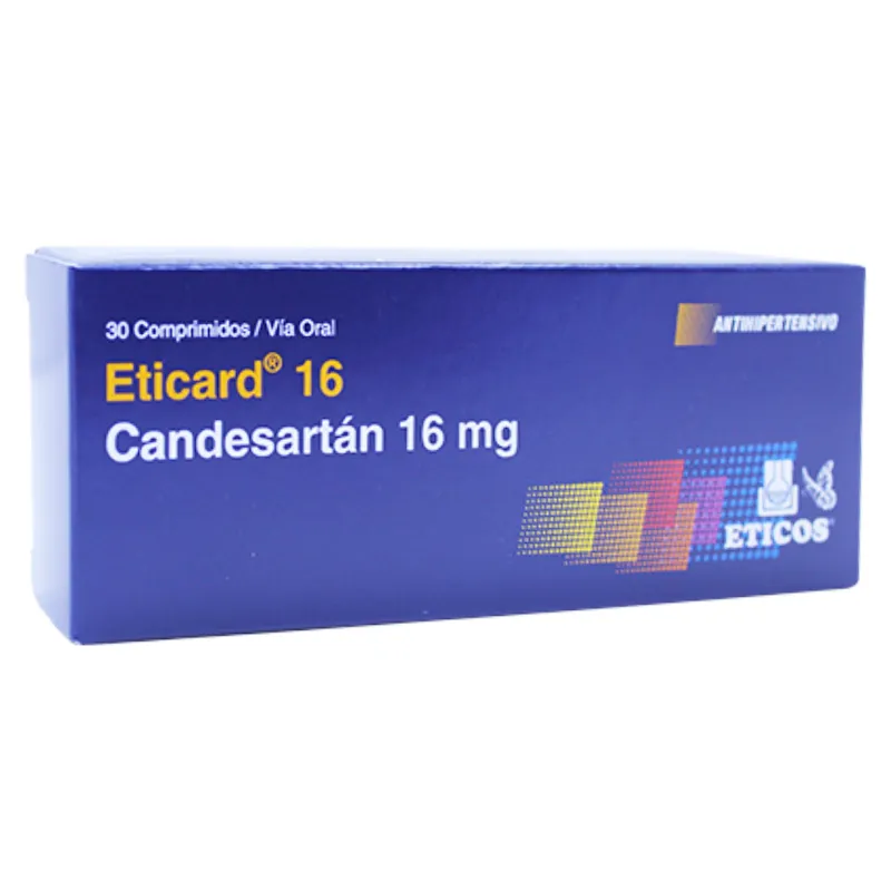 Eticard 16 Candesartán 16 mg - Caja de 30 comprimidos