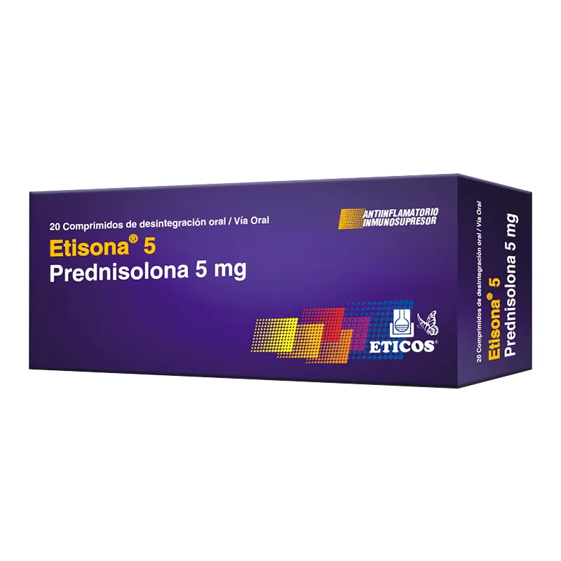 Etisona 5 Prednisolona 5 mg - Caja de 20 comprimidos