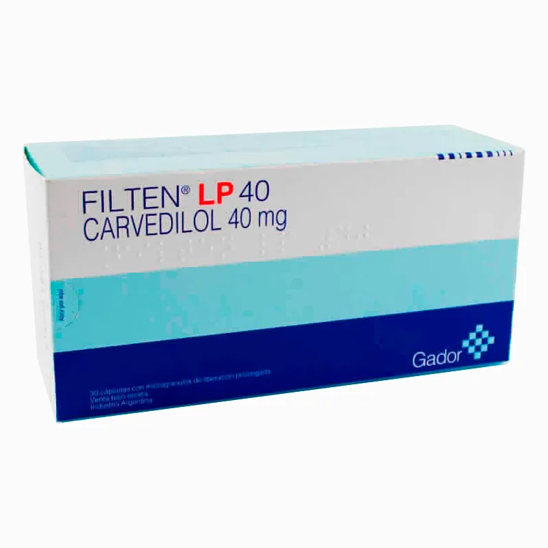 Filten LP 40 Cardevilol 40mg - Contiene 30 cápsulas con microgránulos.