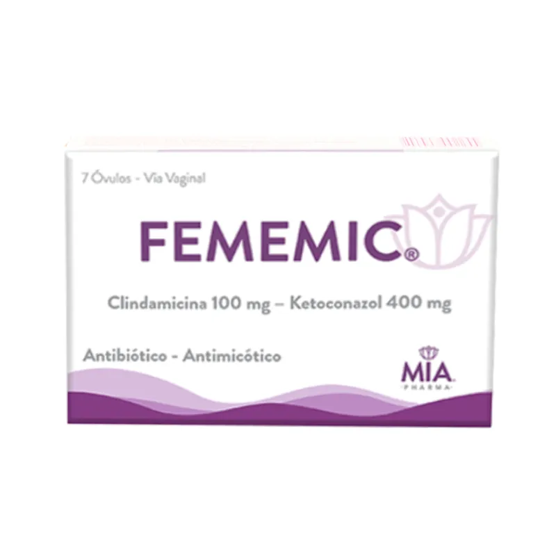 Fememic Clindamicina 100mg Ketoconazol 400mg - Cont. 7 Óvulos.