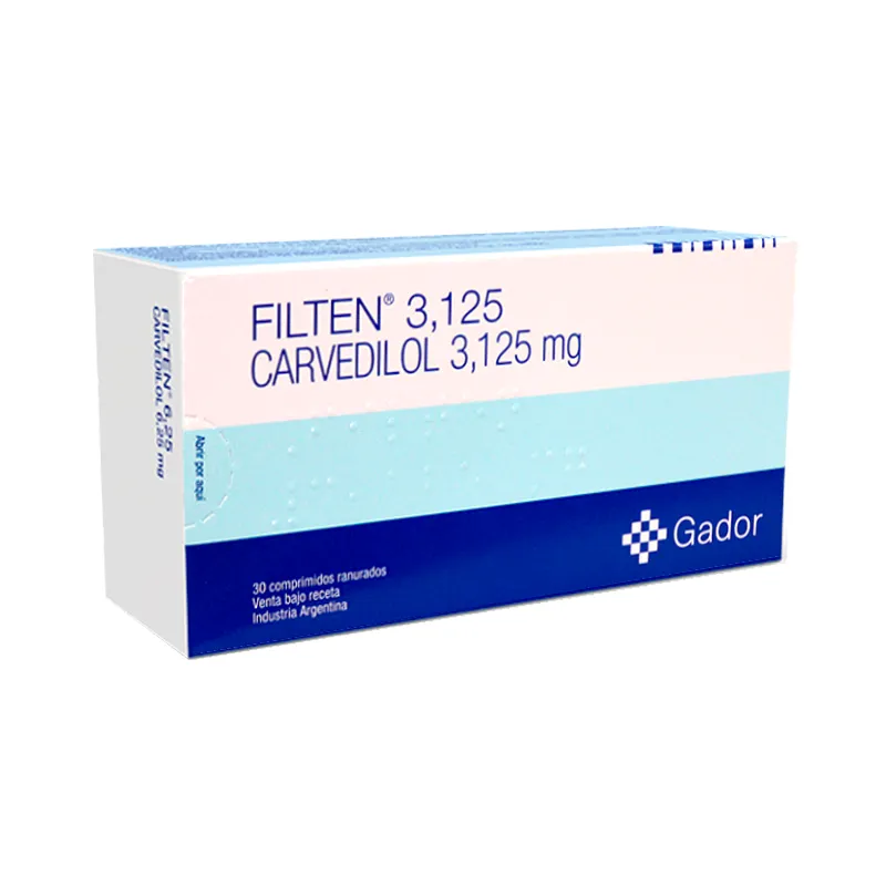 Filten 3,125 Carvedilol 3,125 mg - Cont. 30 comprimidos ranurados