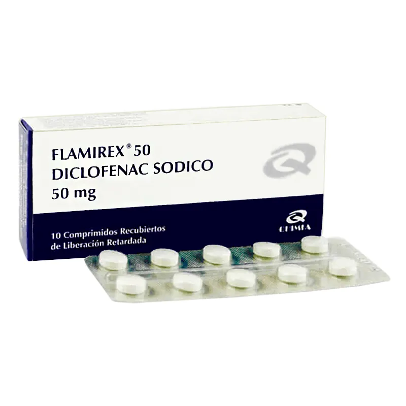 Flamirex Diclofenac sodico 50mg - Caja de 10 comprimidos recubiertos