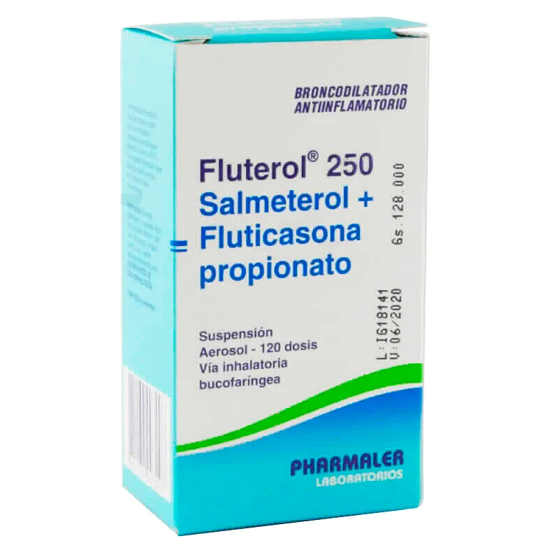 Fluterol 250 Salmeterol + Fluticasona Propionato - Aerosol 120 dosis Vía Inhalatoria