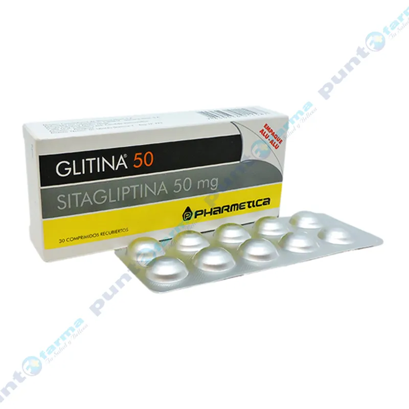 Glitina 50 Sitagliptina Base 50 mg - Contenido de 30 comprimidos recubiertos