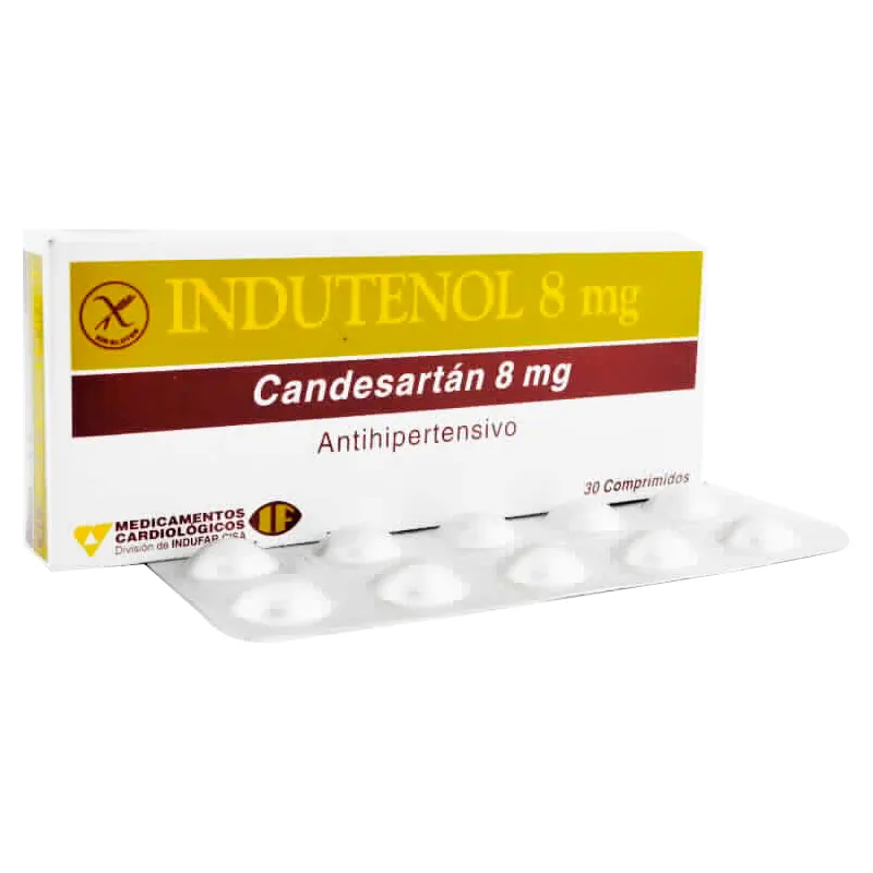 Indutenol Candesartán 8 mg -  Caja de 30 comprimidos