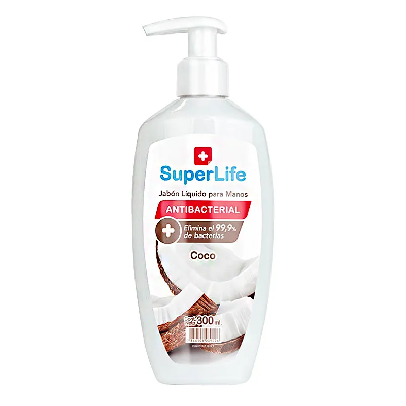 Jabón Líquido Antibacterial de Coco Superlife - 300 mL