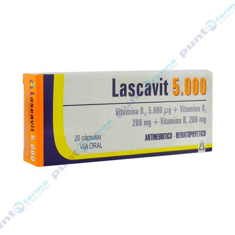 Lascavit 5.000 Antineuritico Vitamina B12 - Caja de 20 c\u00e1psulas | Punto ...