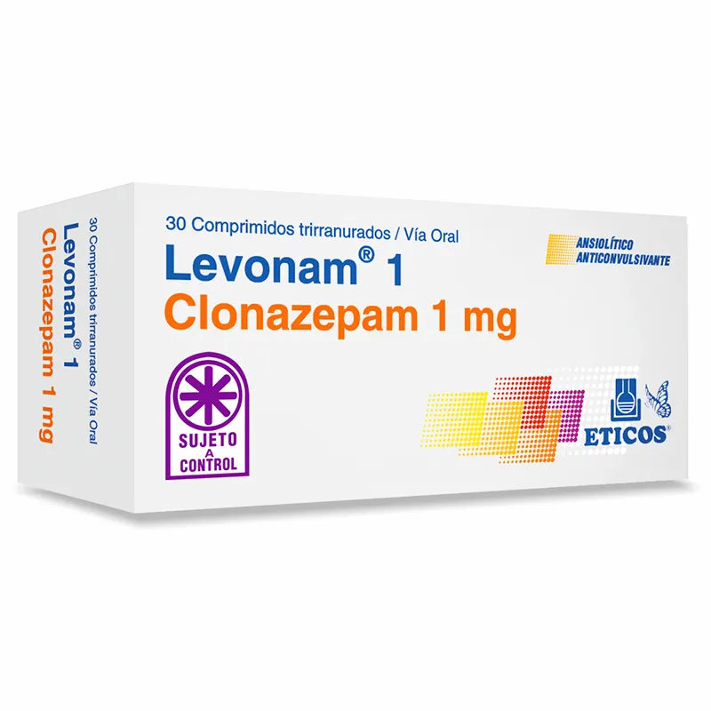 Levonam Clonazepam 1 mg - Caja de 30 Comprimidos trirranurados