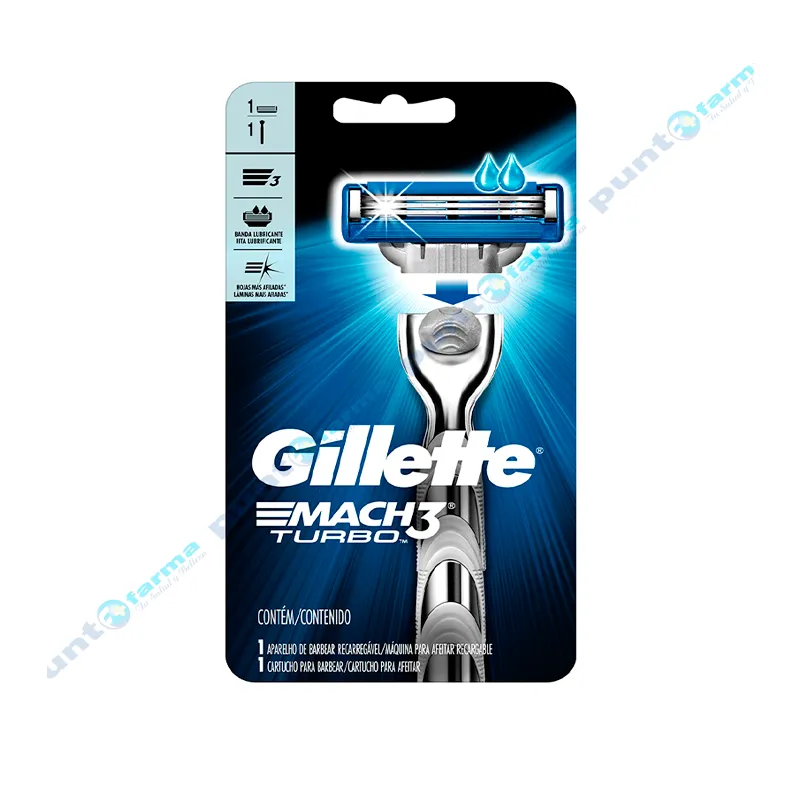 Maquina de Afeitar Mach 3 Turbo Gillette - Cont.1 unidad