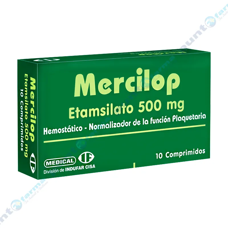 Mercilop Etamsilato 500 mg - Contiene 10 comprimidos.