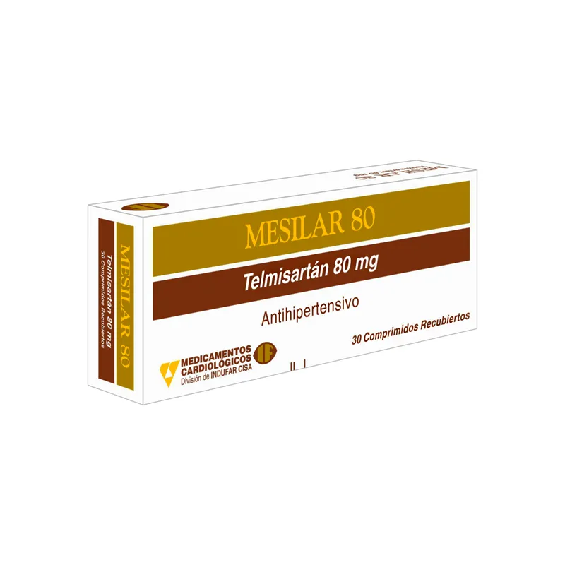 Mesilar Telmisartán 80mg Indufar - Caja de 30 comprimidos