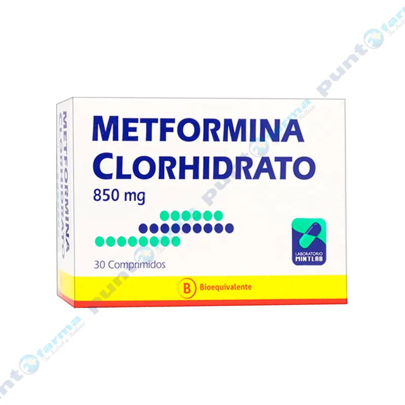 Metformina Clorhidrato Mintlab 850 mg - Cont. 30 comprimidos.
