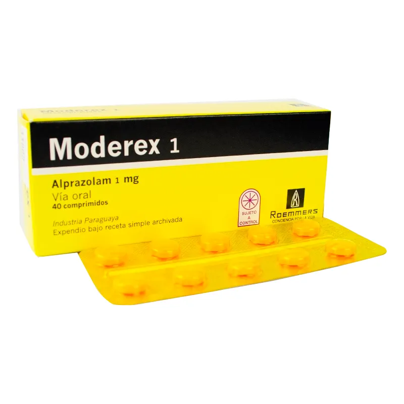 Moderex Alprazolam 1 mg - Caja de 40 comprimidos