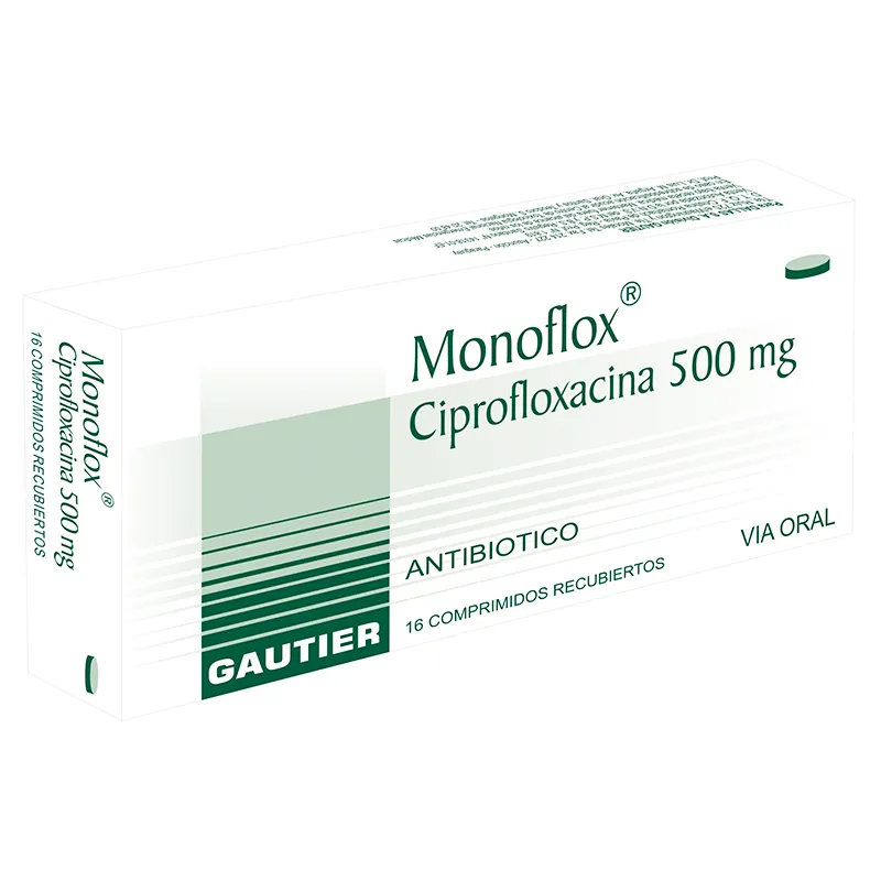 Monoflox Ciprofloxacina 500 mg - Caja de 16 Comprimidos Recubiertos