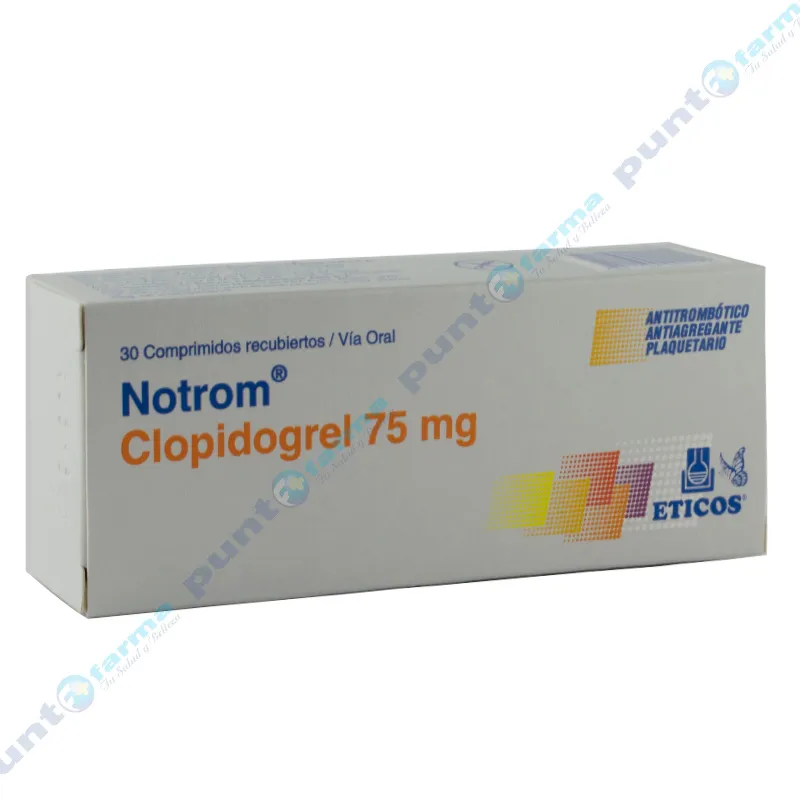 Notrom Clopidogrel 75 mg - Caja de 30 comprimidos recubiertos