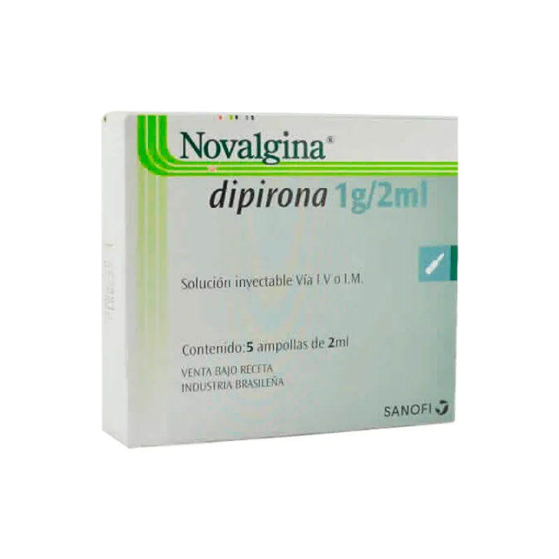 Novalgina Dipirona 1g - Solución inyectable - Caja por 5 Ampollas de 2 ml.