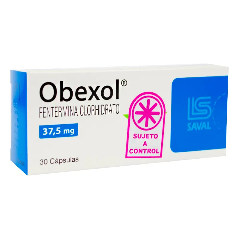 Obexol® fentermina clorhidrato 37,5 mg - Caja de 30 cápsulas