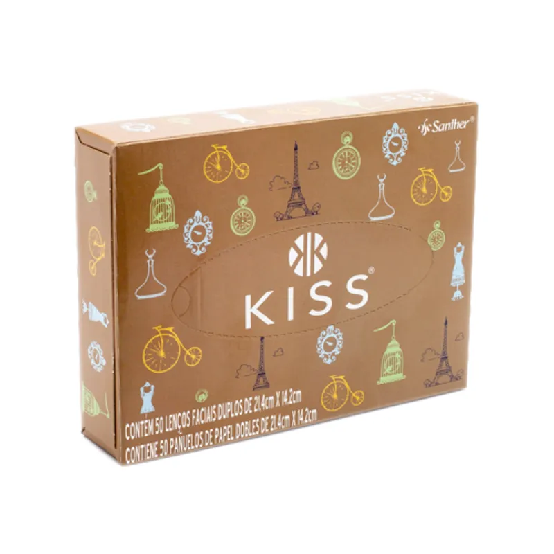 Santher Kiss Pañuelos De Papel De Hojas Dobles - Caja de 50 unidades