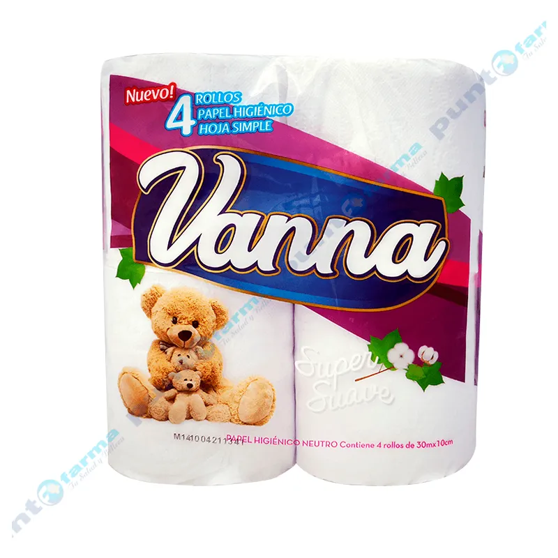 Papel Higiénico Super Suave Hoja Simple Vanna - Cont 4 unidades