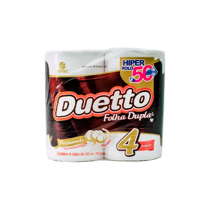 Papel higiénico Duetto hoja doble perfumado - Contiene 4 unidades