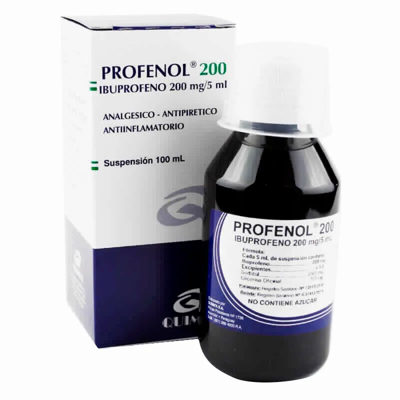 Profenol 200 Ibuprofeno 200mg - Frasco de 100mL.