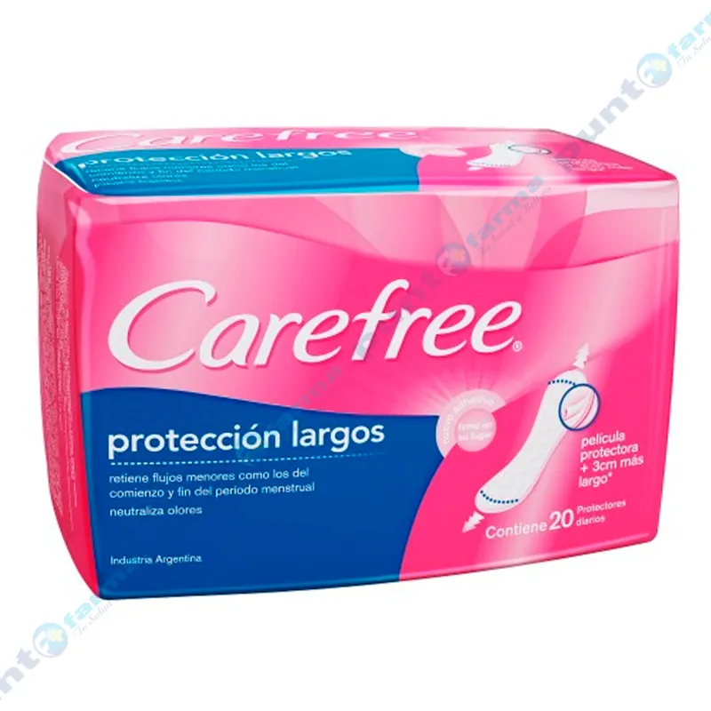 Protectores Diarios Protección Largos Carefree - Cont. 20 unidades
