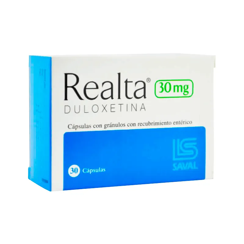 Realta 30 mg Duloxetina - Caja de 30 cápsulas con gránulos recubiertos entérico