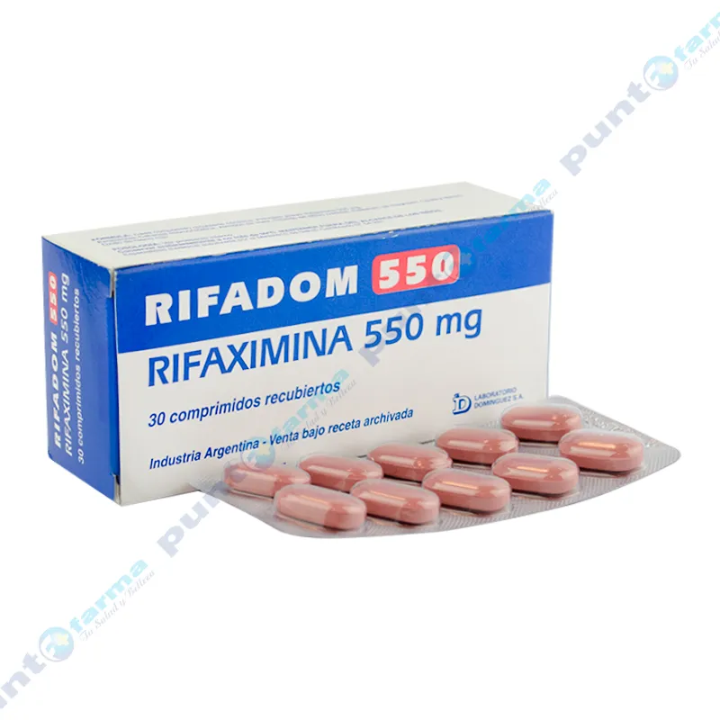 Rifadom 550 Rifaximina 550 mg - Caja de 30 comprimidos recubiertos