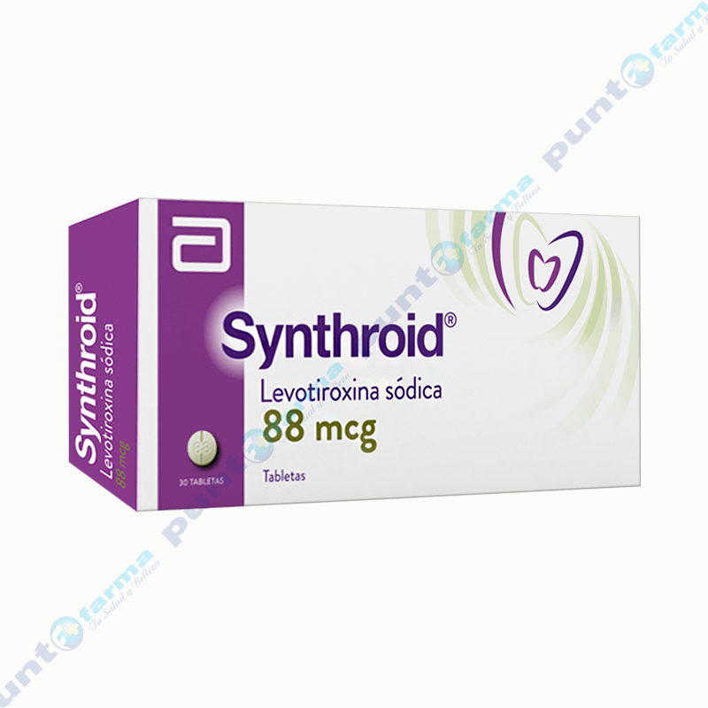 Synthroid 88 mcg Levotiroxina Sodica - Caja de 30 tabletas | Punto Farma