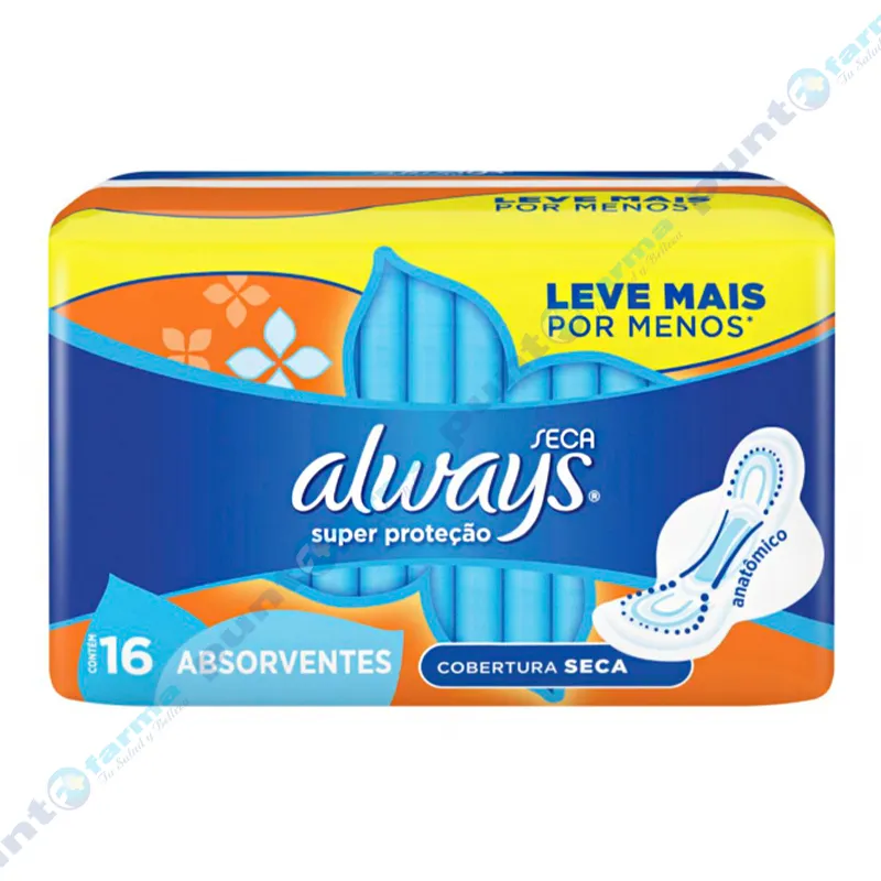 Toallas Femeninas Súper Protección Seca Always - Cont. 16 unidades