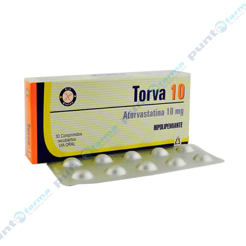 Torva 10 Atorvastatina 10mg - Caja de 30 comprimidos recubiertos