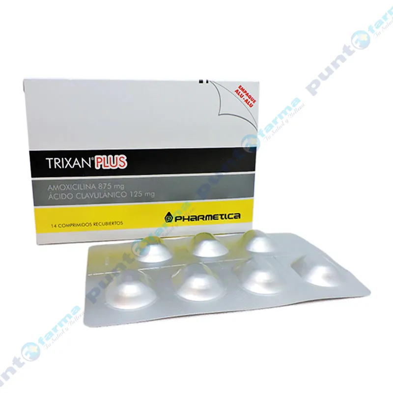 Trixan Plus Amoxicilina 875 - Caja de 14 Comprimidos Recubiertos