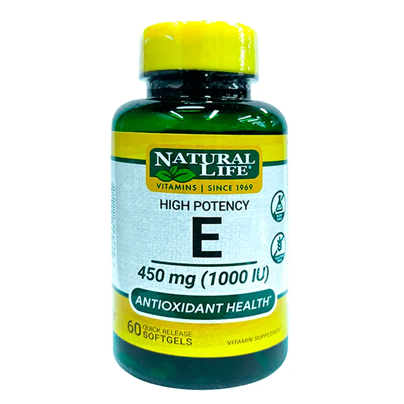 Vitamina E 1000 UI Natural Life - Cont 60 cápsulas