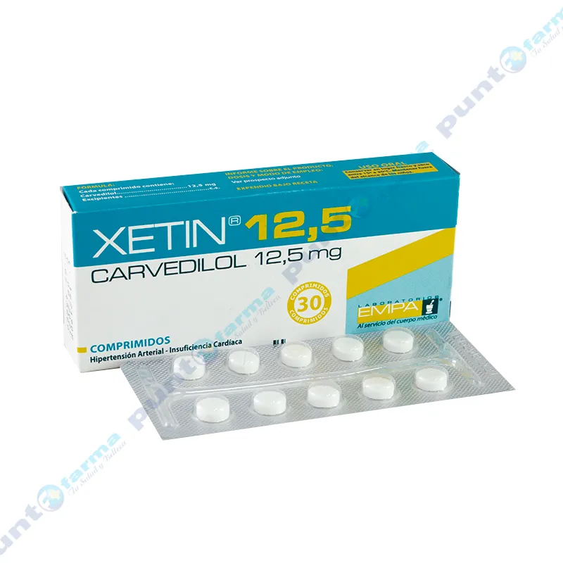 Xetin 12,5 carvedidol 12,5mg - Caja de 30 comprimidos