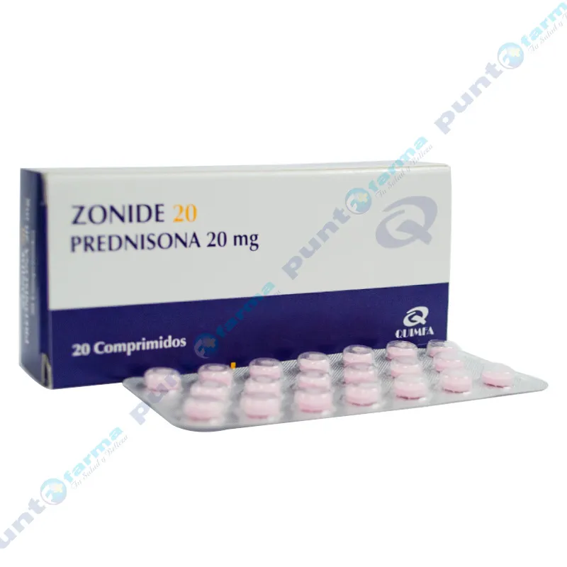 Zonide 20 Prednisona 20mg - Caja de 20 comprimidos.