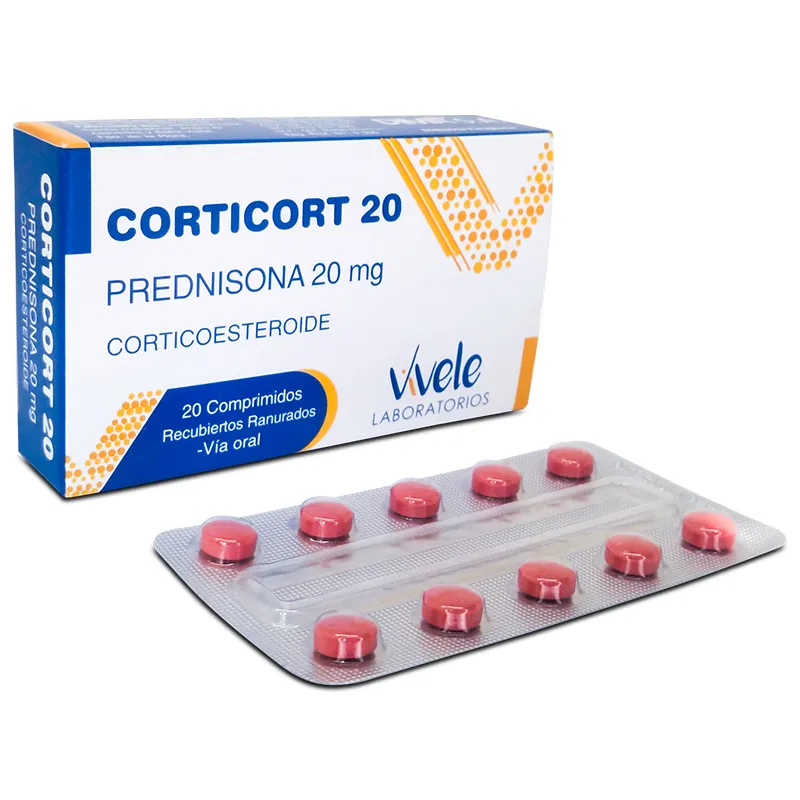 Corticort 20 Prednisona 20 mg - Caja de 20 Comprimidos